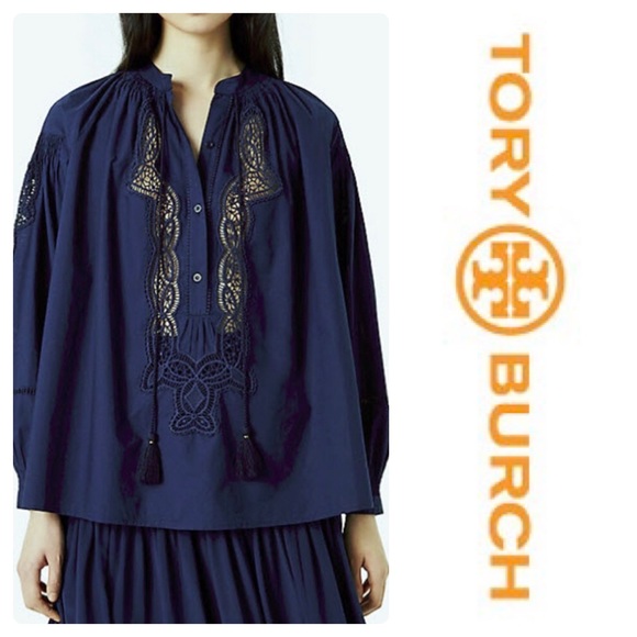 Tory Burch Tops - 🎉HP🎉Tory Burch Boho Kimberly Tunic In Tory Navy